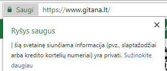 Duomenų apsauga - Gitana SSL Chrome naršyklėje